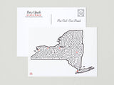 5x7 New York Map State Maze Postcard Print