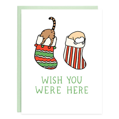 Wish You Were Here Stockings Holiday Card: Single