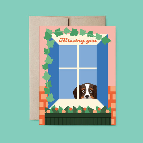 Dog in Window I Miss You Card