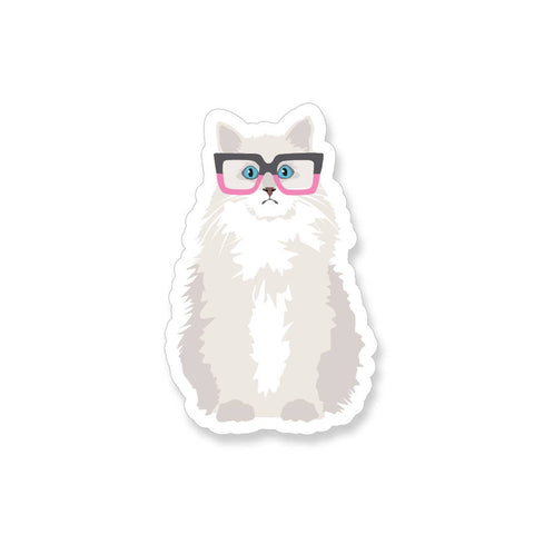 Cat with Glasses Vinyl Sticker
