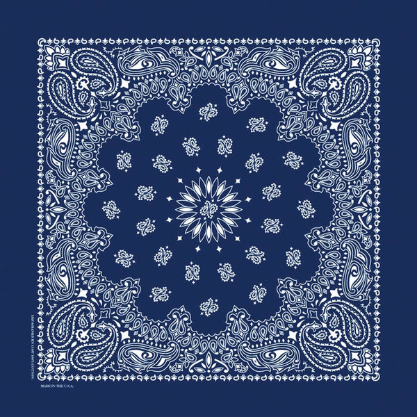 Bandanna - 22" MADE IN USA - Navy Paisley