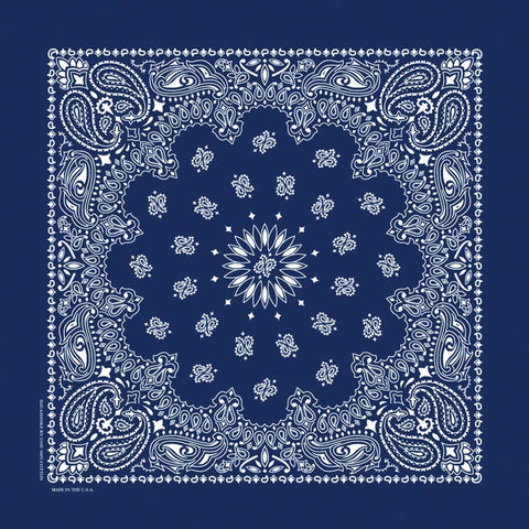 Bandanna - 22" MADE IN USA - Navy Paisley