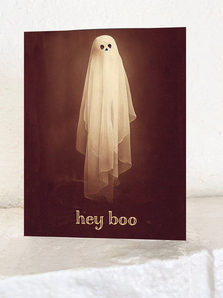 Hey Boo Card - Cute Ghost Greeting Card - Love Friendship