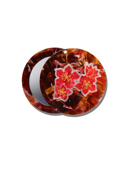 Hand-painted Winter Blossom Compact Mirror