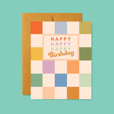 Retro Checkered Birthday Card