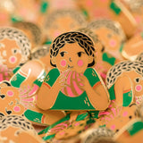 Girl with Concha Hard Enamel Pins with Justine Gilbuena