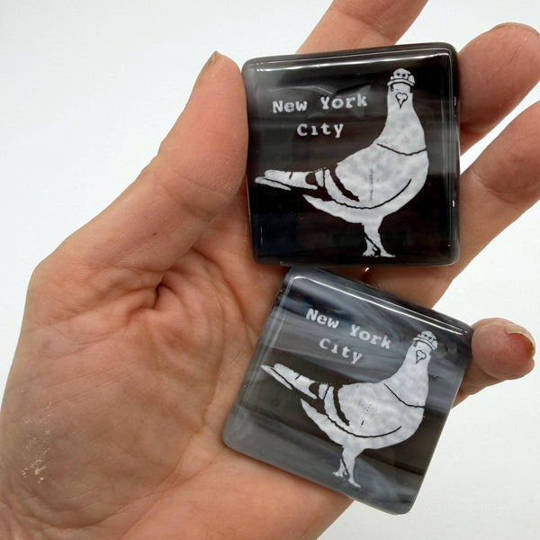 New York City Pigeon Glass 1.75" Handmade Magnet