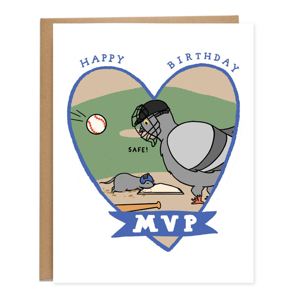 MVP Baseball Birthday Card, Sports,  Pigeon, Rat