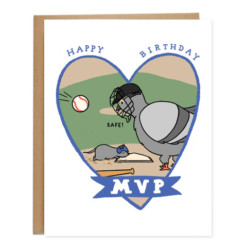MVP Baseball Birthday Card, Sports,  Pigeon, Rat