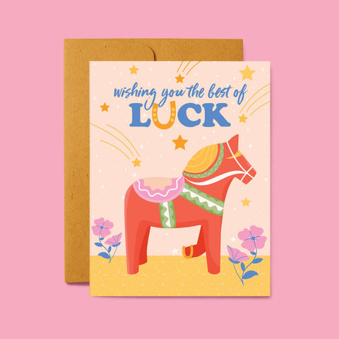 Swedish Dalahorse Good Luck Card