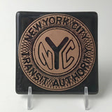 New York City Subway Token Fused Glass 4" Single Coaster