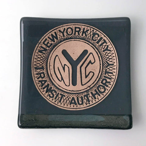 New York City Subway Token Fused Glass 4.5"  Catch-all Dish