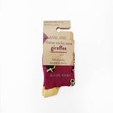 Giraffes Socks | Kids Bamboo Socks | Burgandy Socks