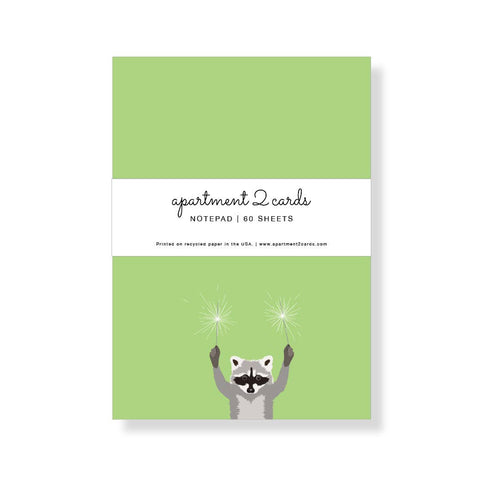 Raccoon with Sparklers 4.75x6.5" Notepad