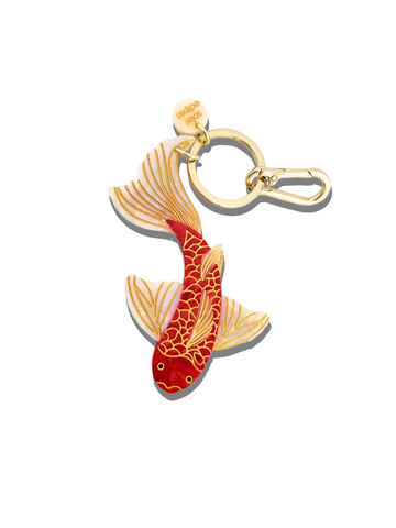 Hand-painted Koi Fish Bag Charm + Keychain | Eco-Friendly