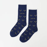 Small Motif Bee Socks | Bamboo Socks | Blue Socks