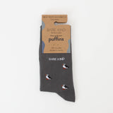 Small Motif Puffin Socks | Bamboo Socks | Grey Socks