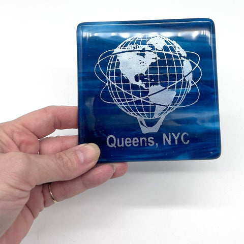 NYC Queens Unisphere Fused Glass 4" Single Coaster
