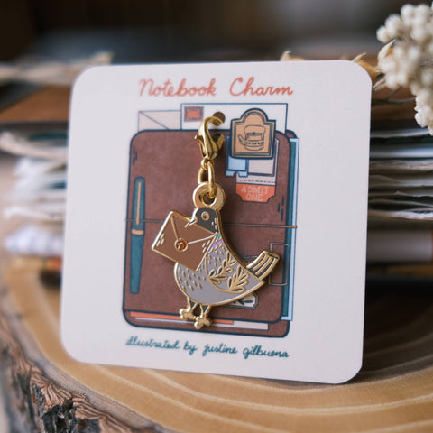 Pigeon Snail Mail Notebook Charm