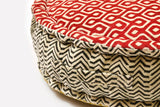 Block Print Meditation Cushion - Double Sided Round