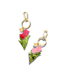 Hand-painted Vintage Tulips Bag Charm + Keychain