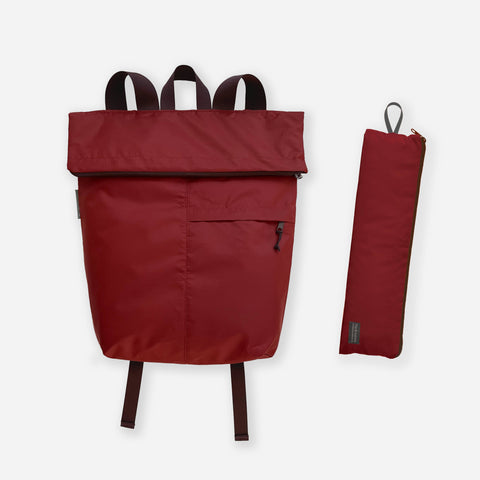 Backpack - fold up travel bag - Mahogany
