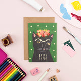 Frida Catlo Cat Artist Portrait Card