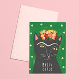 Frida Catlo Cat Artist Portrait Card