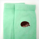 Hedgehog Socks | Ribbed Bamboo Socks | Green Socks