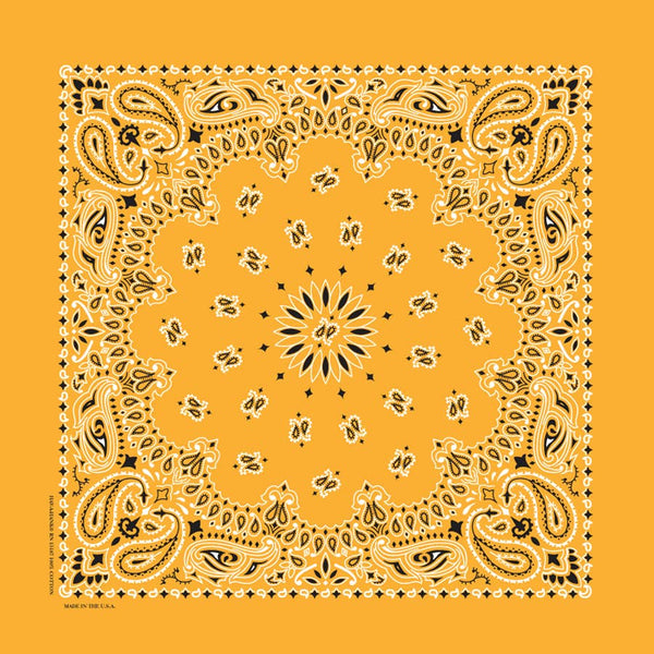 Bandanna - 22" MADE IN USA - Gold Paisley