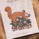 Bookish Squirrel Matte Vinyl Sticker