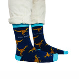 Velociraptor Socks | Bamboo Socks | Blue Socks | Dino Socks