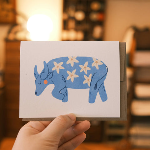 Blue Water Buffalo (w/ Sampaguita Jasmine) Greeting Card