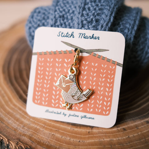 Pigeon Snail Mail Stitch Marker