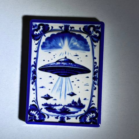 Delft-Style UFO Fridge Magnet