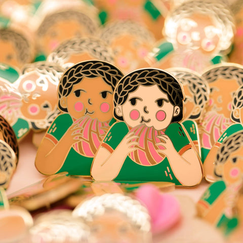 Girl with Concha Hard Enamel Pins with Justine Gilbuena