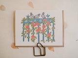Rock Pigeons and Roses Speckled Greeting Card in eco sleeve
