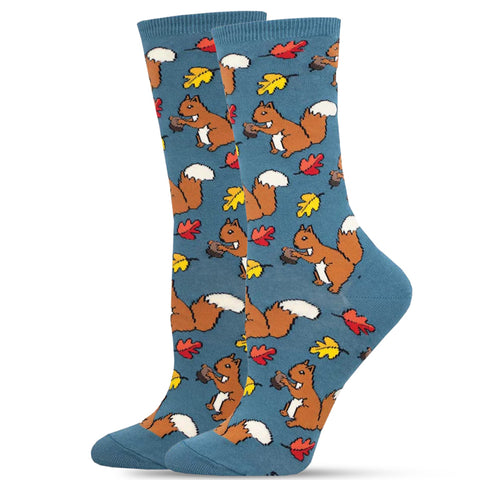 Squirrel them Away Blue Socks
