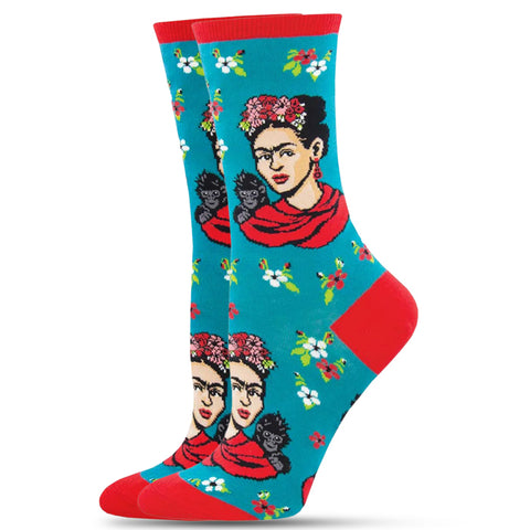 Kahlo Portrait Peacock Socks