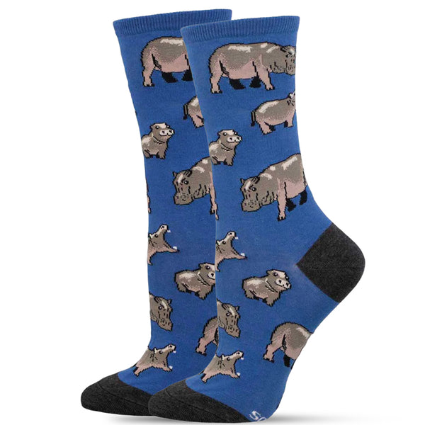 Herd of Hippos Blue Socks