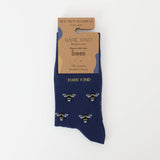 Small Motif Bee Socks | Bamboo Socks | Blue Socks