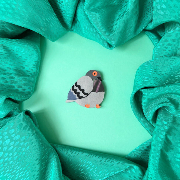 Handmade Chunky Pigeon Brooch