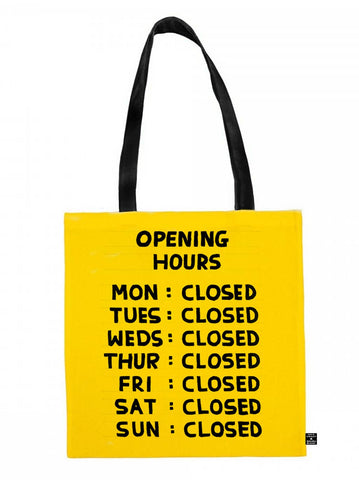 David Shrigley Opening Hours tote Bag