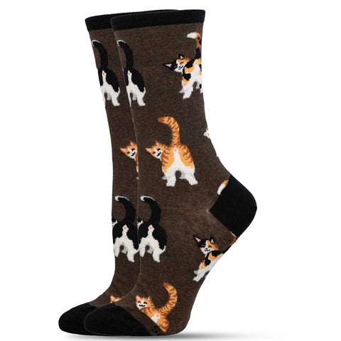 Cat Butts Brown Heather Socks