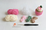 Crochet Cafe Amigurumi Kit Cupcake:  Everything You Need Is Included: 100%-Cotton Yarn, Crochet Hook, Stitch Marker, Tapestry Needle, Fiberfill, Step-by-Step Leaflet, and Exclusive Instruction Videos; Beginner Friendly!