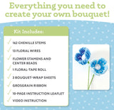 Bendable Blooms Chenille Stem Flower-Making Kit Botanical Blues:  Everything You Need to Make a Beautiful Floral Bouquet: Over 140 Chenille Stems with Floral Tape, Paper Bouquet Wrap, Grosgrain Ribbon, and an Instruction Leaflet