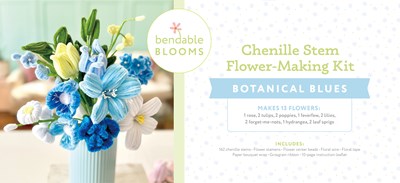 Bendable Blooms Chenille Stem Flower-Making Kit Botanical Blues:  Everything You Need to Make a Beautiful Floral Bouquet: Over 140 Chenille Stems with Floral Tape, Paper Bouquet Wrap, Grosgrain Ribbon, and an Instruction Leaflet