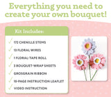 Bendable Blooms Chenille Stem Flower-Making Kit Cottage Garden:  Everything You Need to Make a Beautiful Floral Bouquet: Over 150 Chenille Stems with Floral Tape, Paper Bouquet Wrap, Grosgrain Ribbon, and an Instruction Leaflet