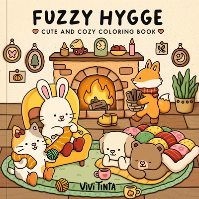 Fuzzy Hygge:  Cute and Cozy Coloring Book for Adults & Teens Featuring Adorable Animals Characters for Stress Relief