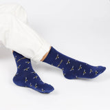 Small Motif Bee Socks | Bamboo Socks | Blue Socks